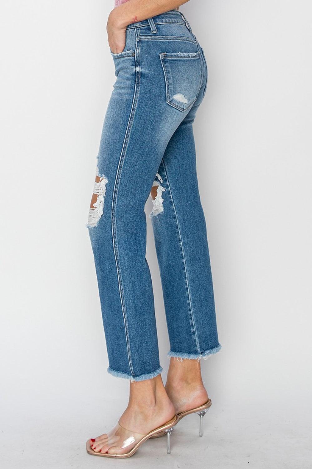 RISEN Mid Rise Distressed Cropped Flare Jeans - sneakershuborg