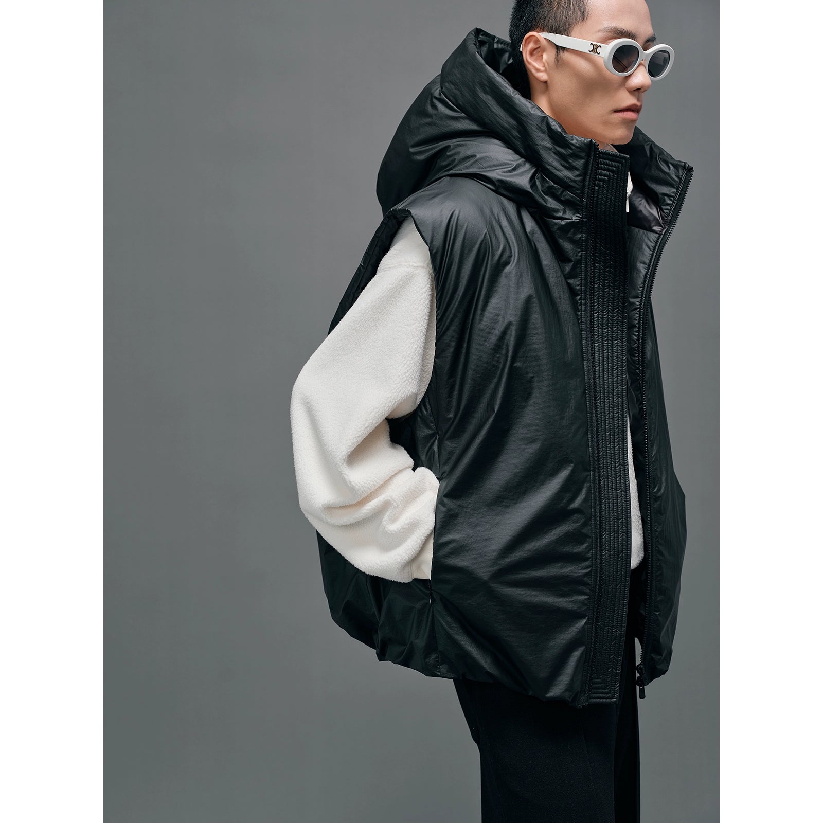 Zipped Puffer Jacket With Wide Hood - sneakershuborg