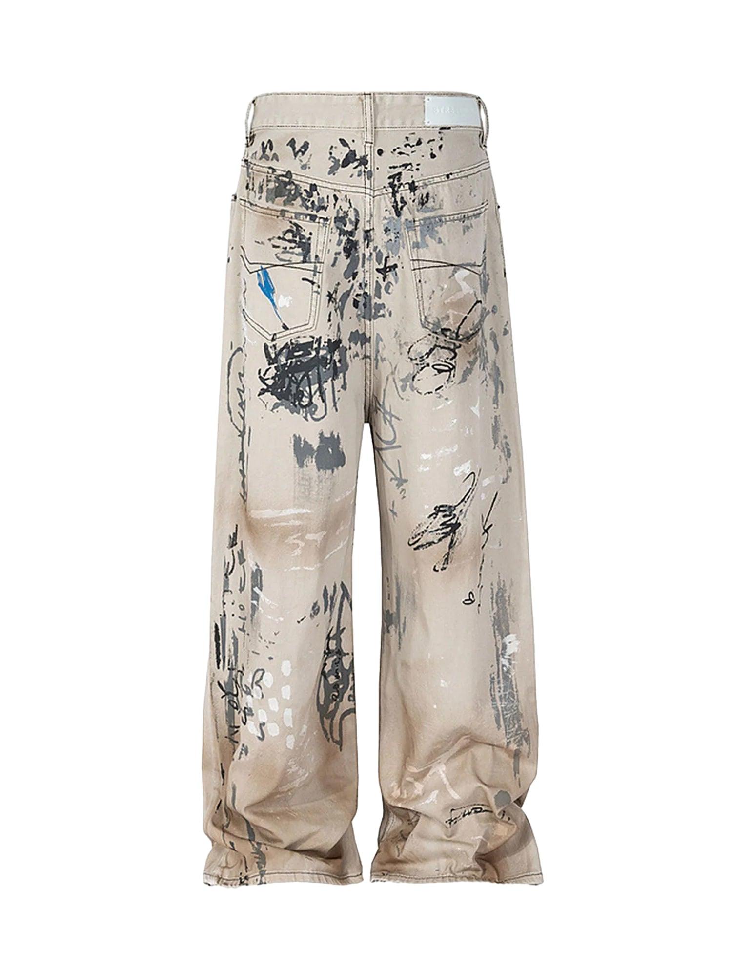 Sneakerhub Hand-painted Graffiti Baggy Jeans - 1885 - sneakershuborg