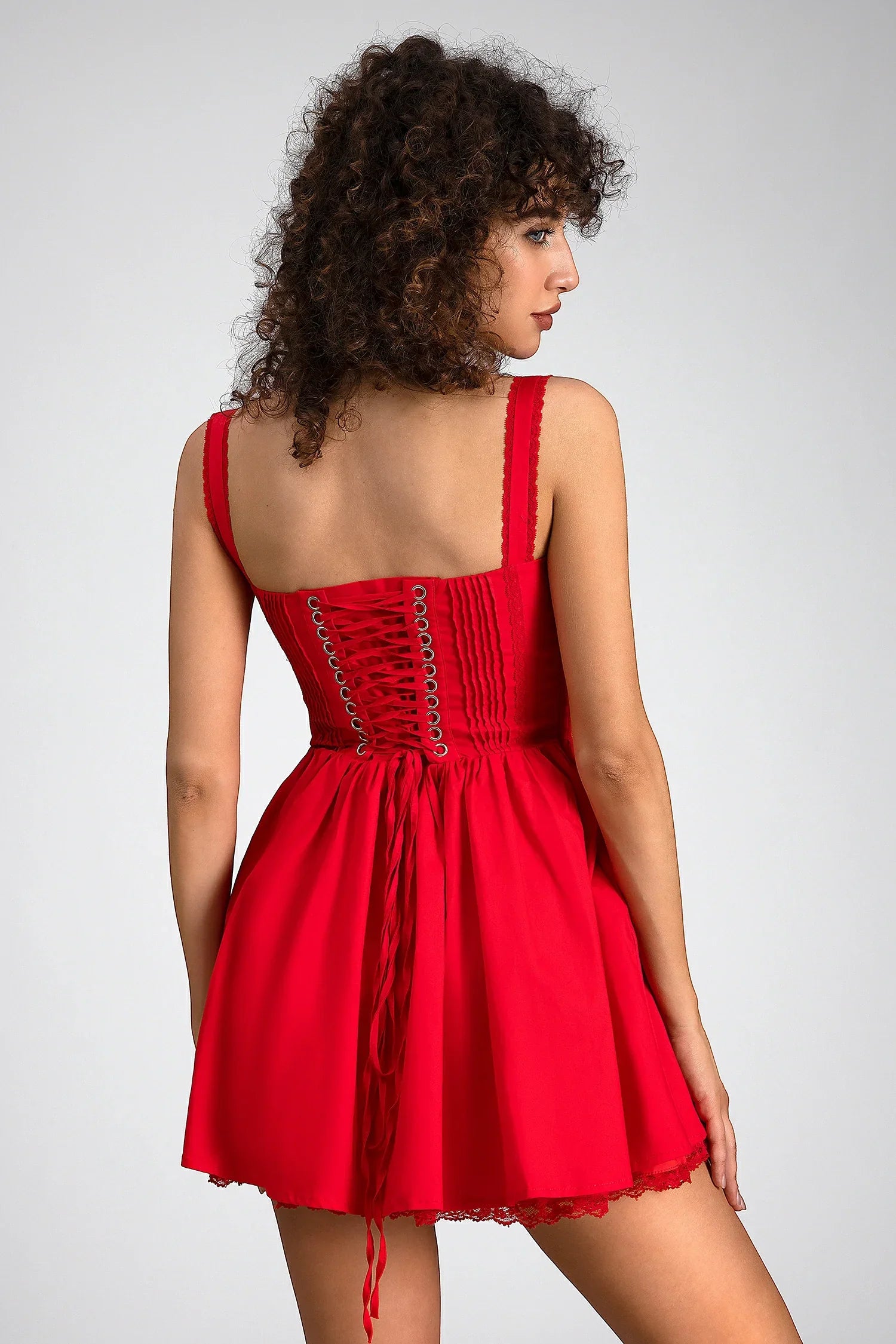 Rozelle Strap Woven Mini Dress In Red sneakershuborg