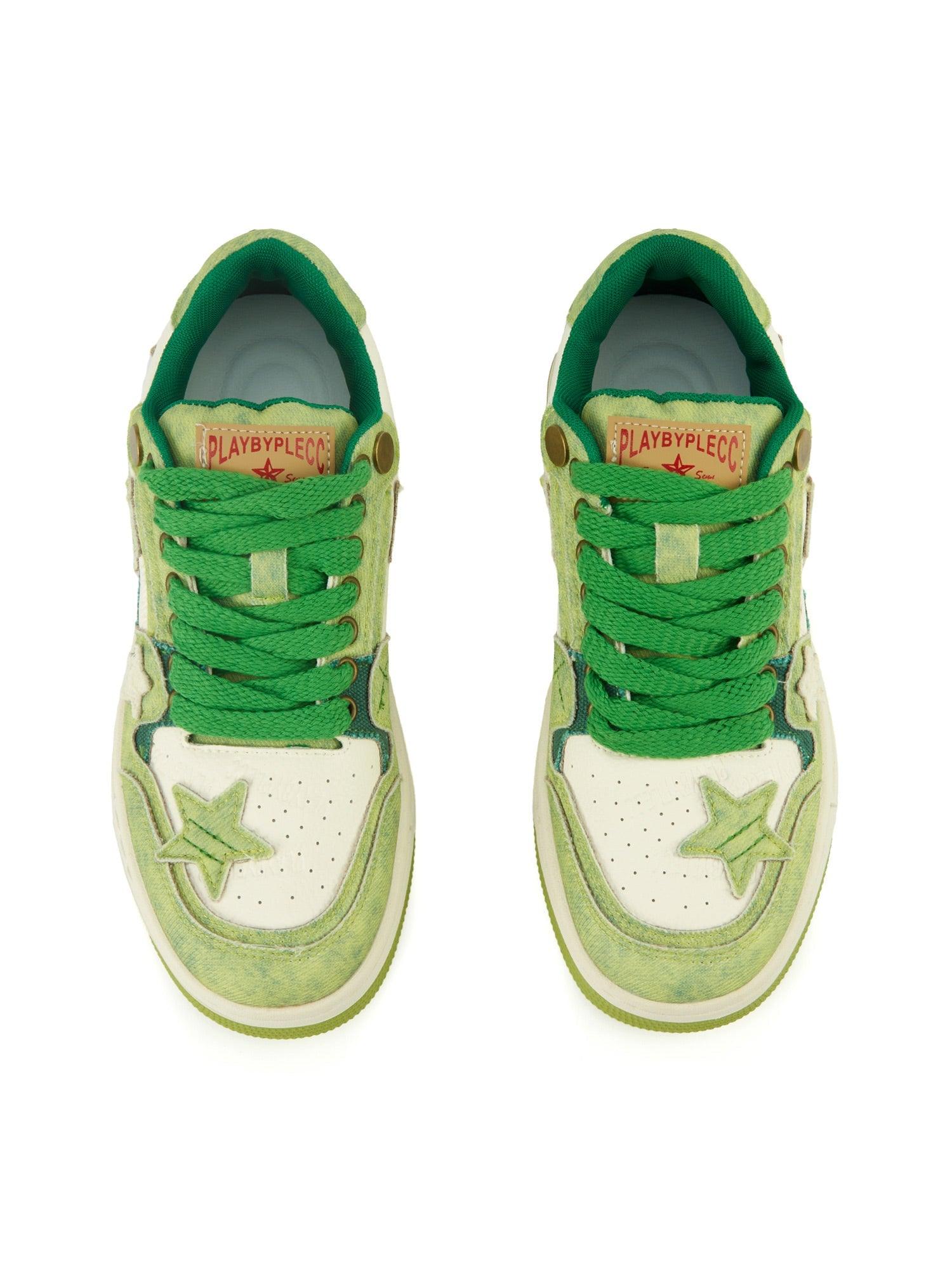 Avocado Green Star Chunky Sneakers - sneakershuborg