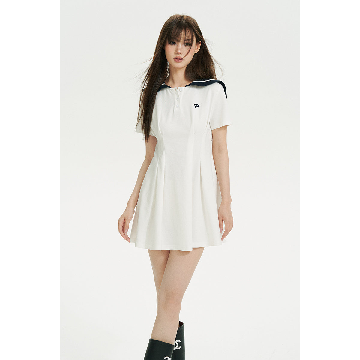 Sailor Collar Color Block Dress - sneakershuborg