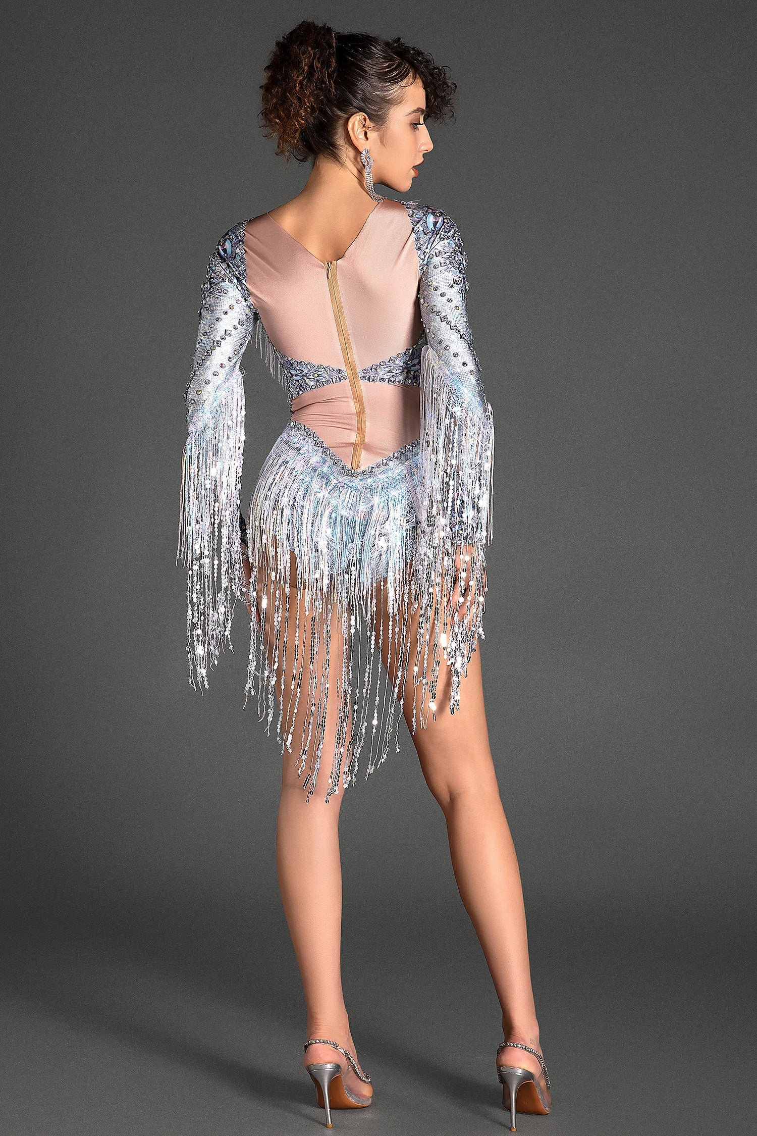 Savvas Crystal Sequin Fringe Bodysuit sneakershuborg