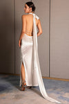 Vasceli Satin Pearl Lace-Up Backless Gown Dress sneakershuborg