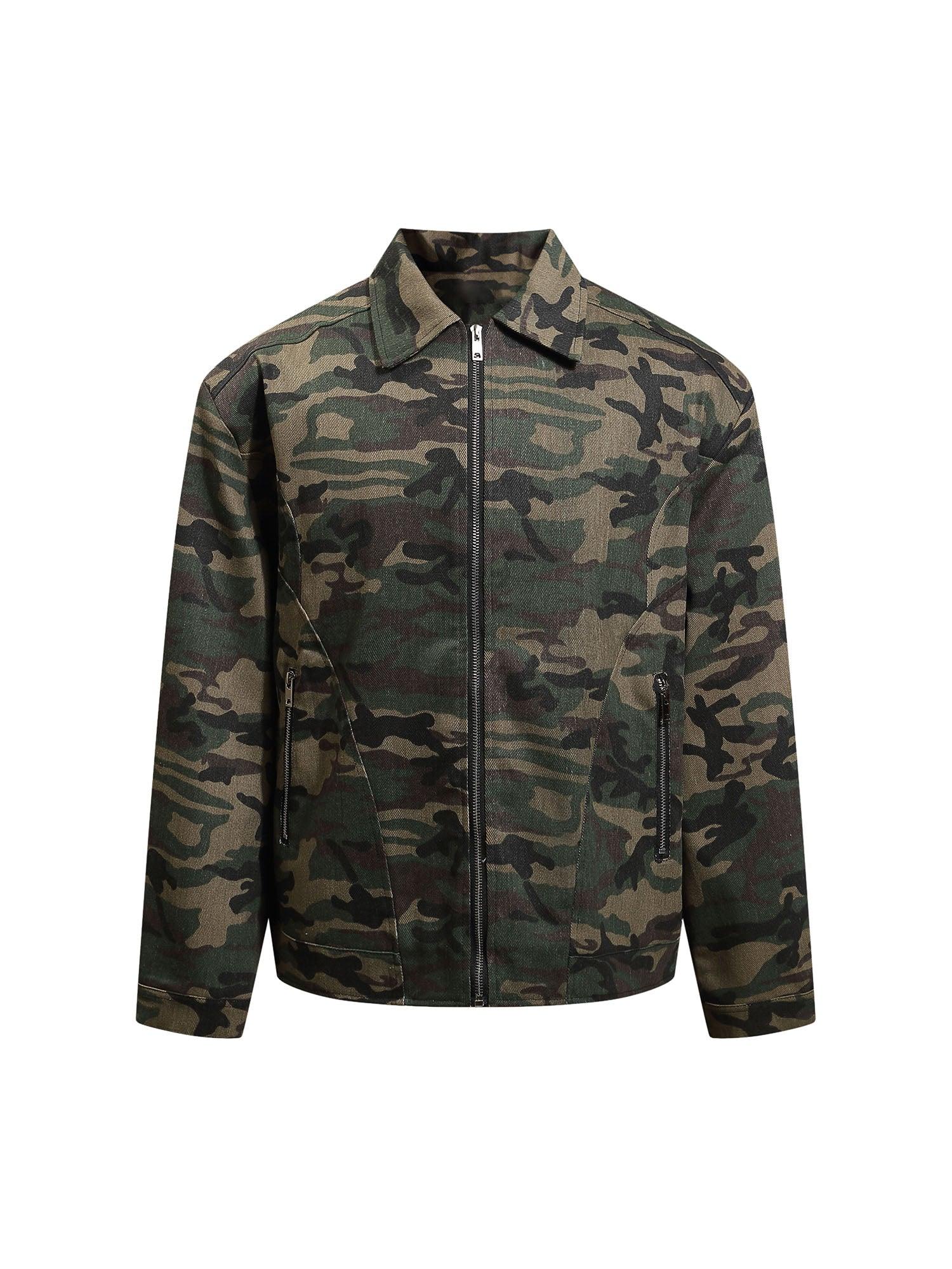 Sneakerhub Hip-hop Shoulder Pad Camouflage Washed Jacket - sneakershuborg