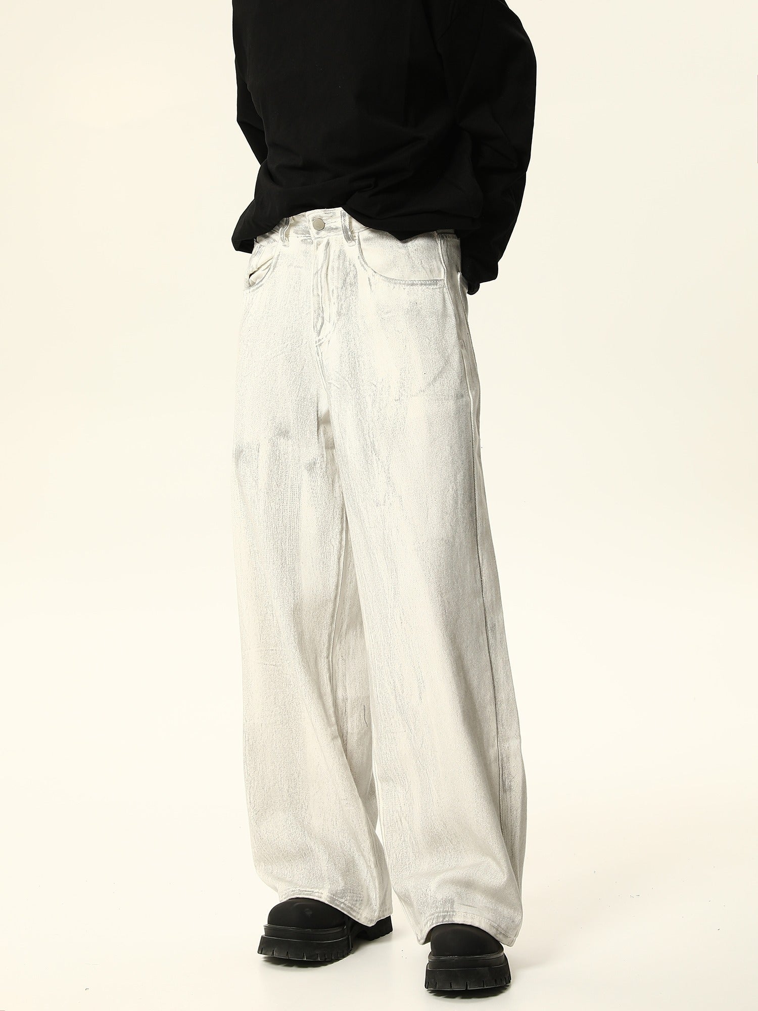 White Wide Leg Baggy Jeans sneakershuborg