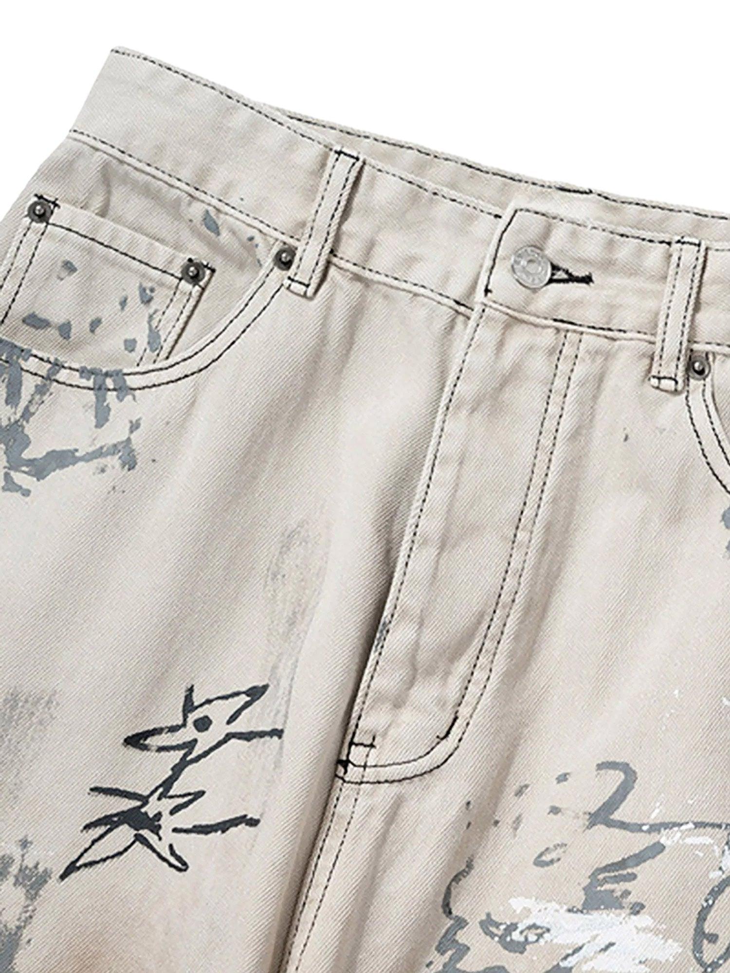 Sneakerhub Hand-painted Graffiti Baggy Jeans - 1885 - sneakershuborg