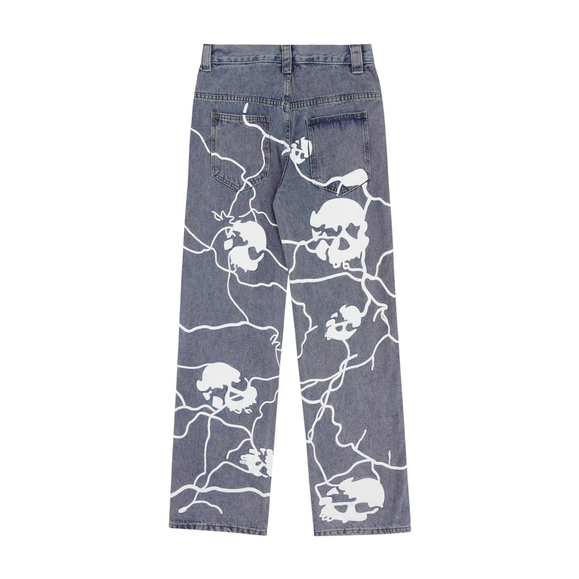 American Street Dark Lightning Skull Jeans eprolo