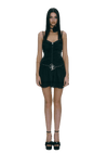 Black Pleated Waist Suspender Dress - sneakershuborg