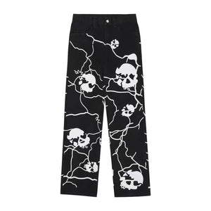 American Street Dark Lightning Skull Jeans eprolo