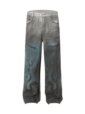 Sneakerhub Street Hip-Hop Dragon Washed Jeans - sneakershuborg