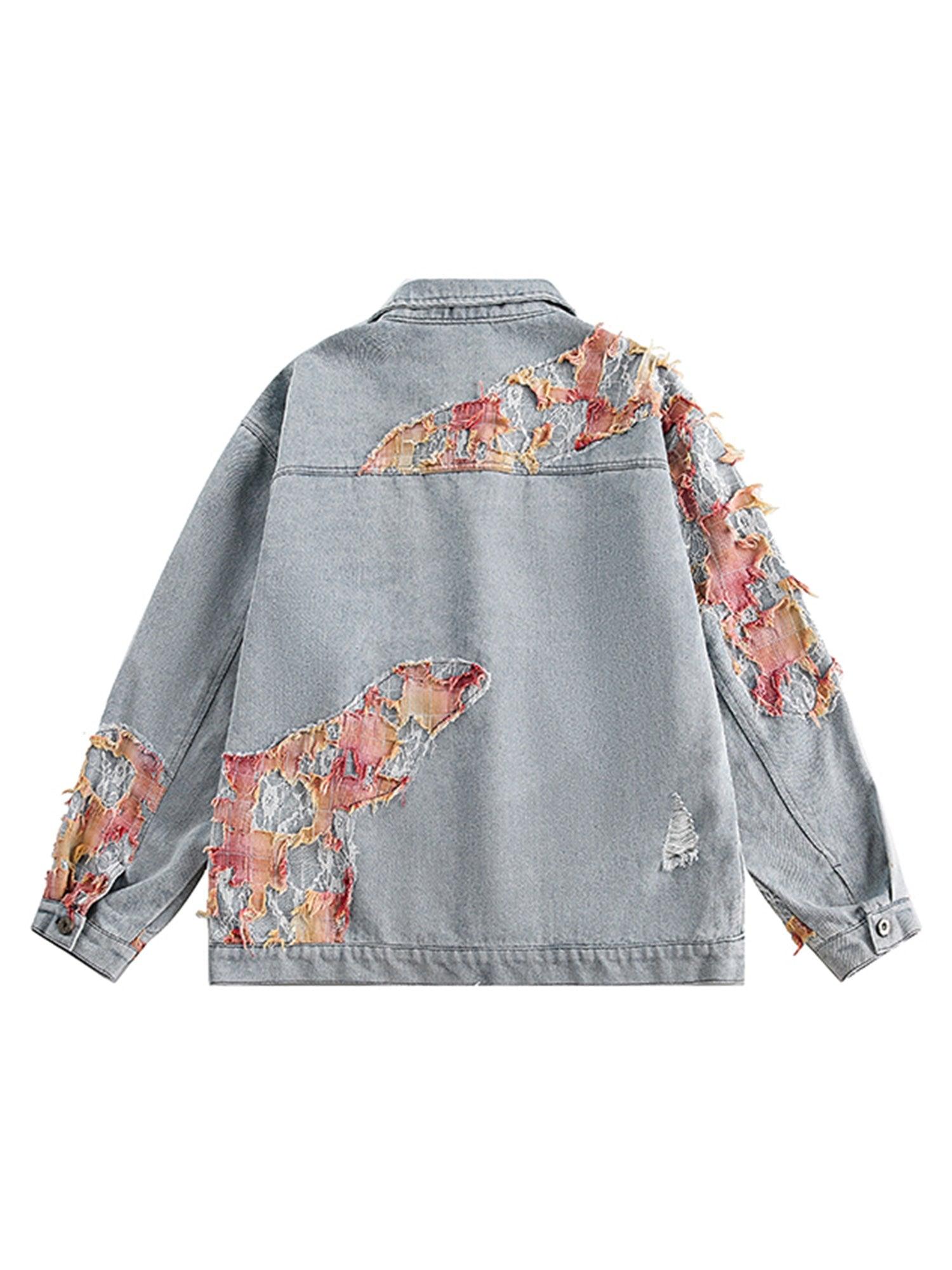 Sneakerhub American Street Style Lace Patchwork Denim Jacket - sneakershuborg