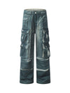 Sneakerhub Gradient Dip Dye Wash Multi-Pocket Cargo Jeans - sneakershuborg