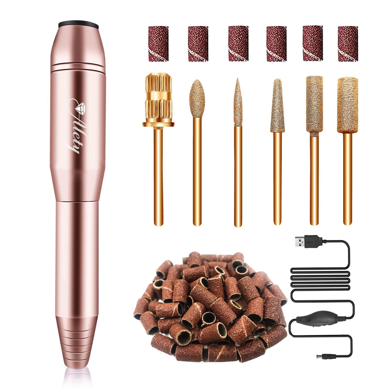 Professional Nail Drill Machine Efile Manicure Pedicure Tools with Gold Nail Drill Bits for Home Salon Use amazon