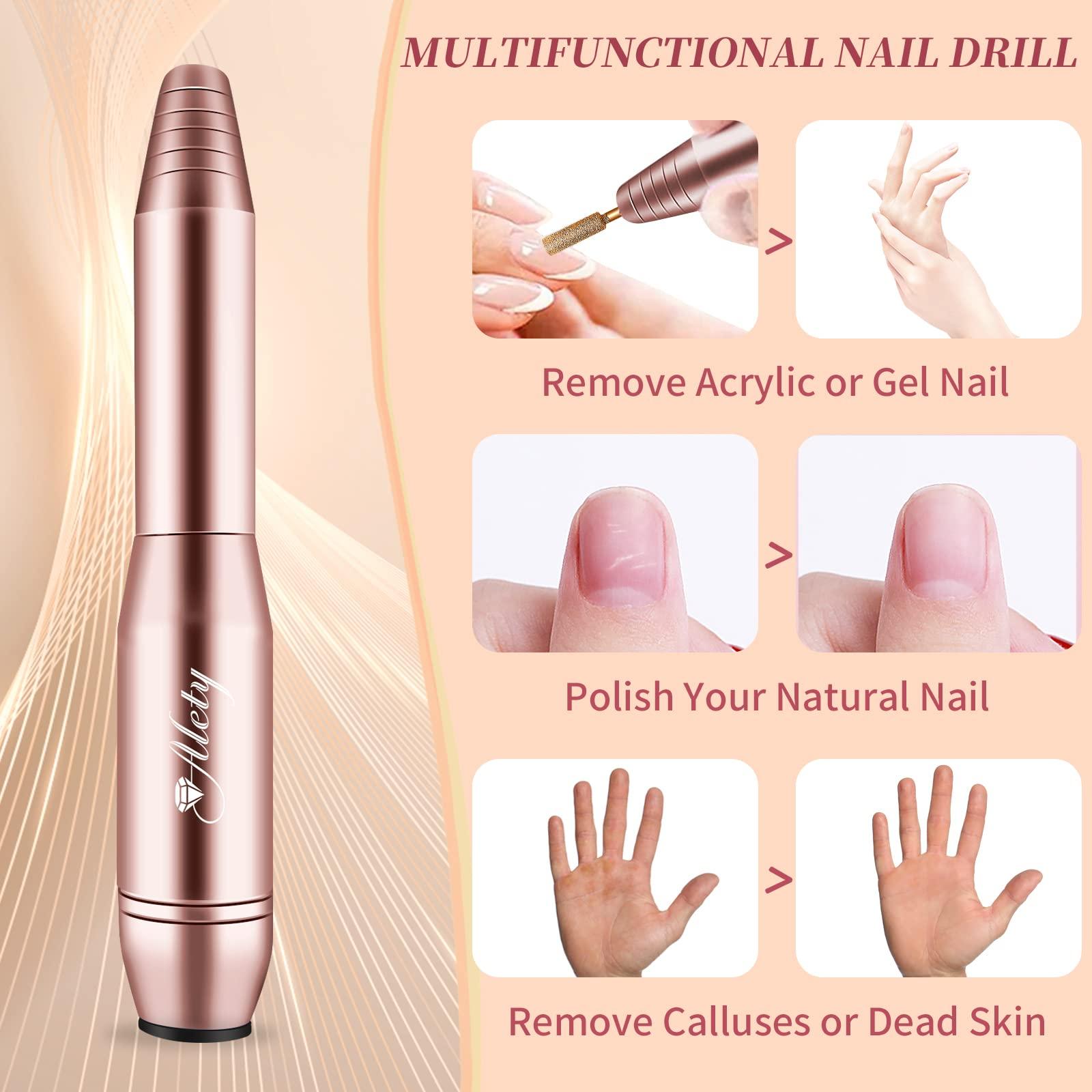 Professional Nail Drill Machine Efile Manicure Pedicure Tools with Gold Nail Drill Bits for Home Salon Use amazon