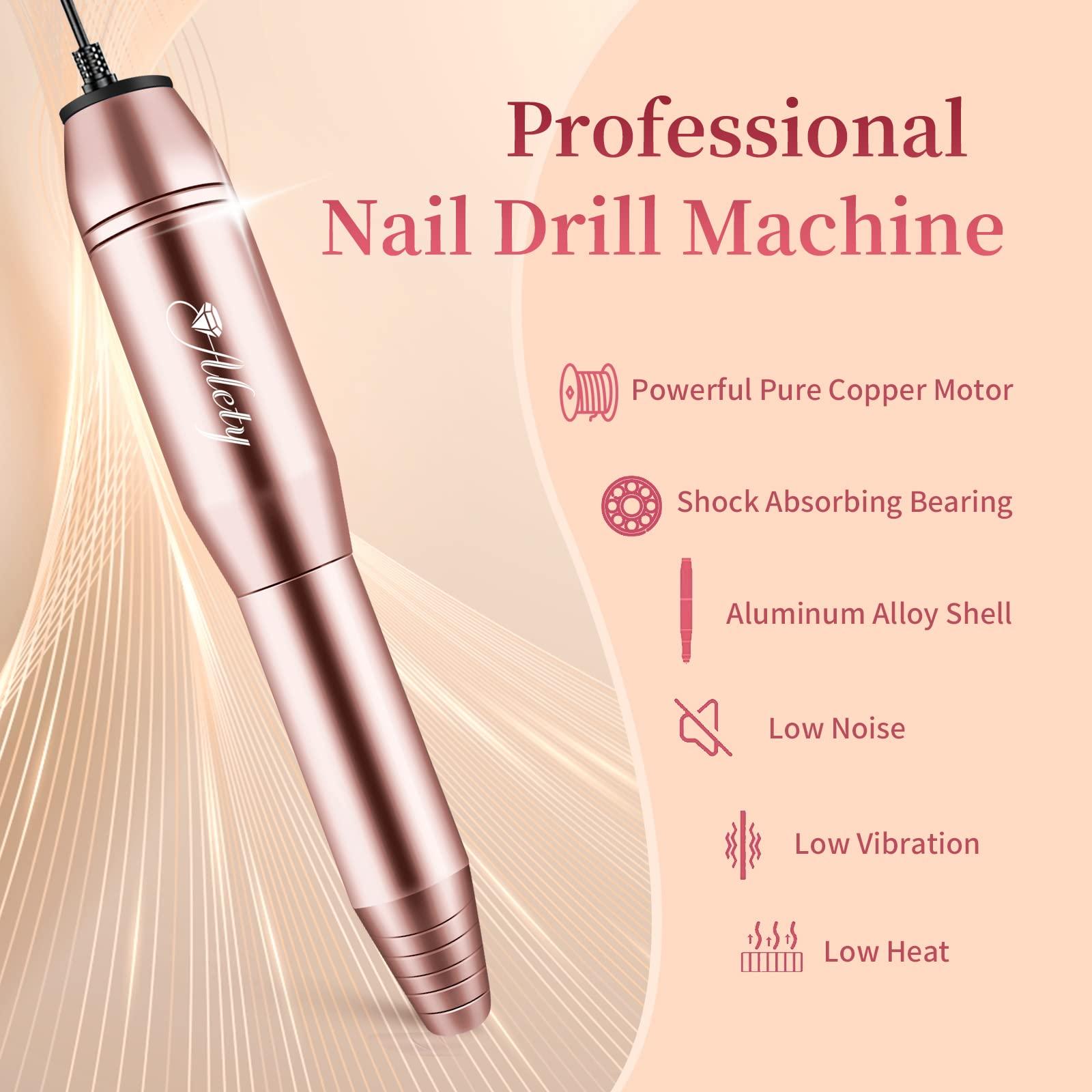 Professional Nail Drill Machine Efile Manicure Pedicure Tools with Gold Nail Drill Bits for Home Salon Use amazon