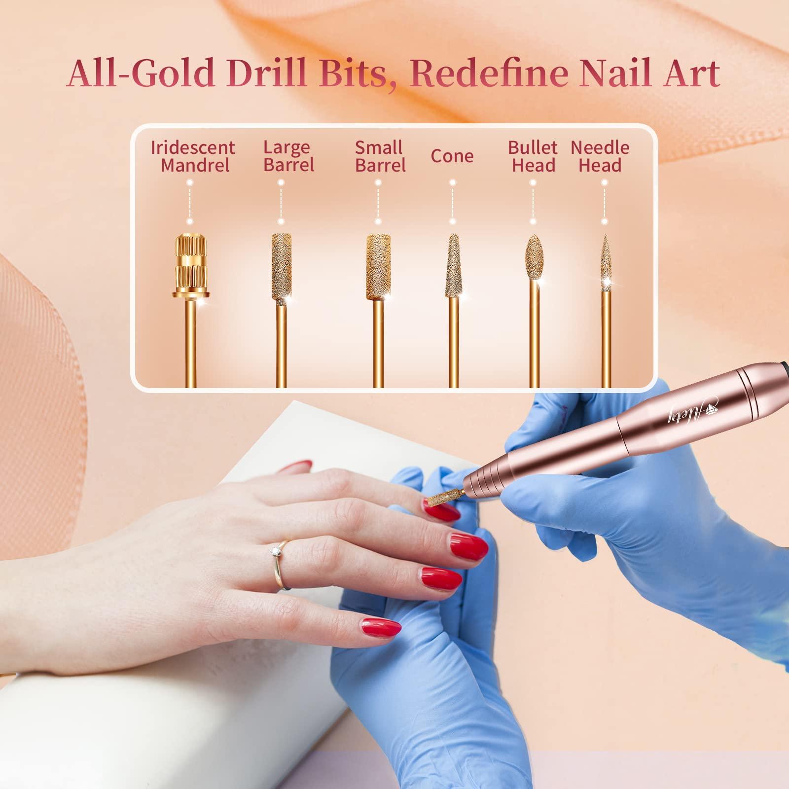 Professional Nail Drill Machine Efile Manicure Pedicure Tools with Gold Nail Drill Bits for Home Salon Use amazon