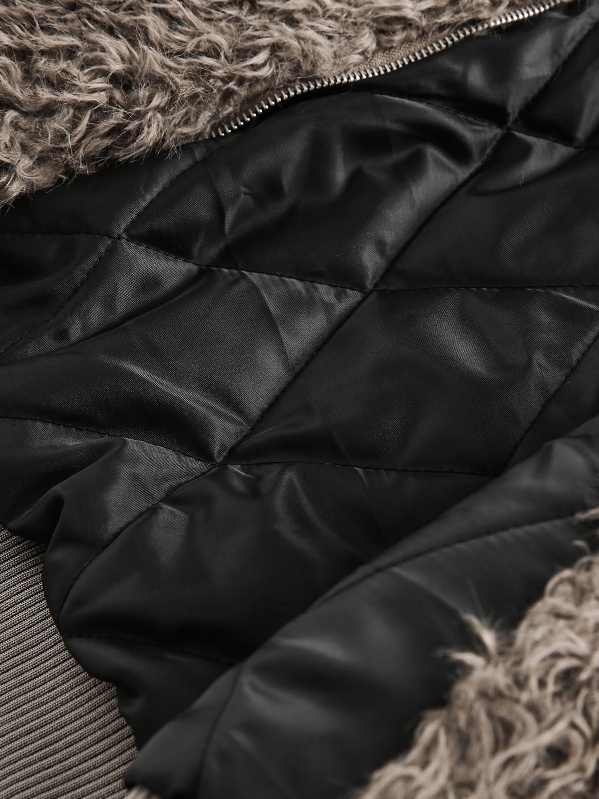 Sneakerhub Metal leather button Faux Fur Jacket - sneakershuborg