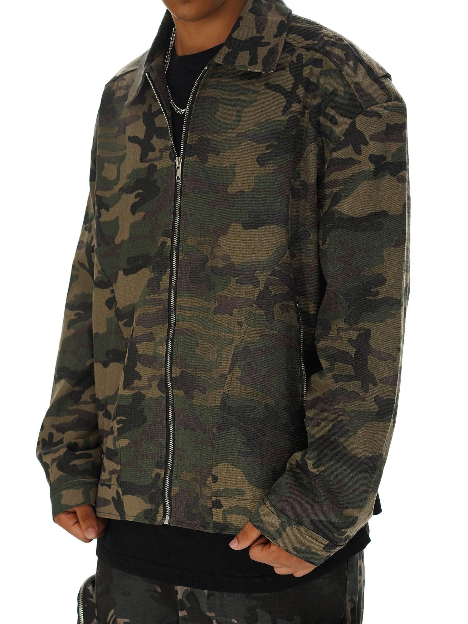 Sneakerhub Hip-hop Shoulder Pad Camouflage Washed Jacket - sneakershuborg