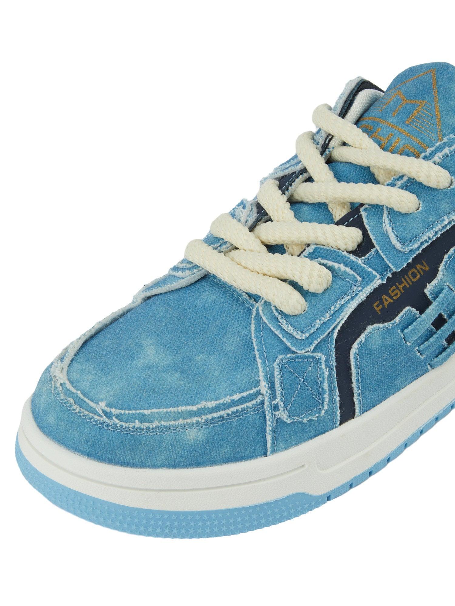 Shredded Denim Patchwork Sneakers - sneakershuborg