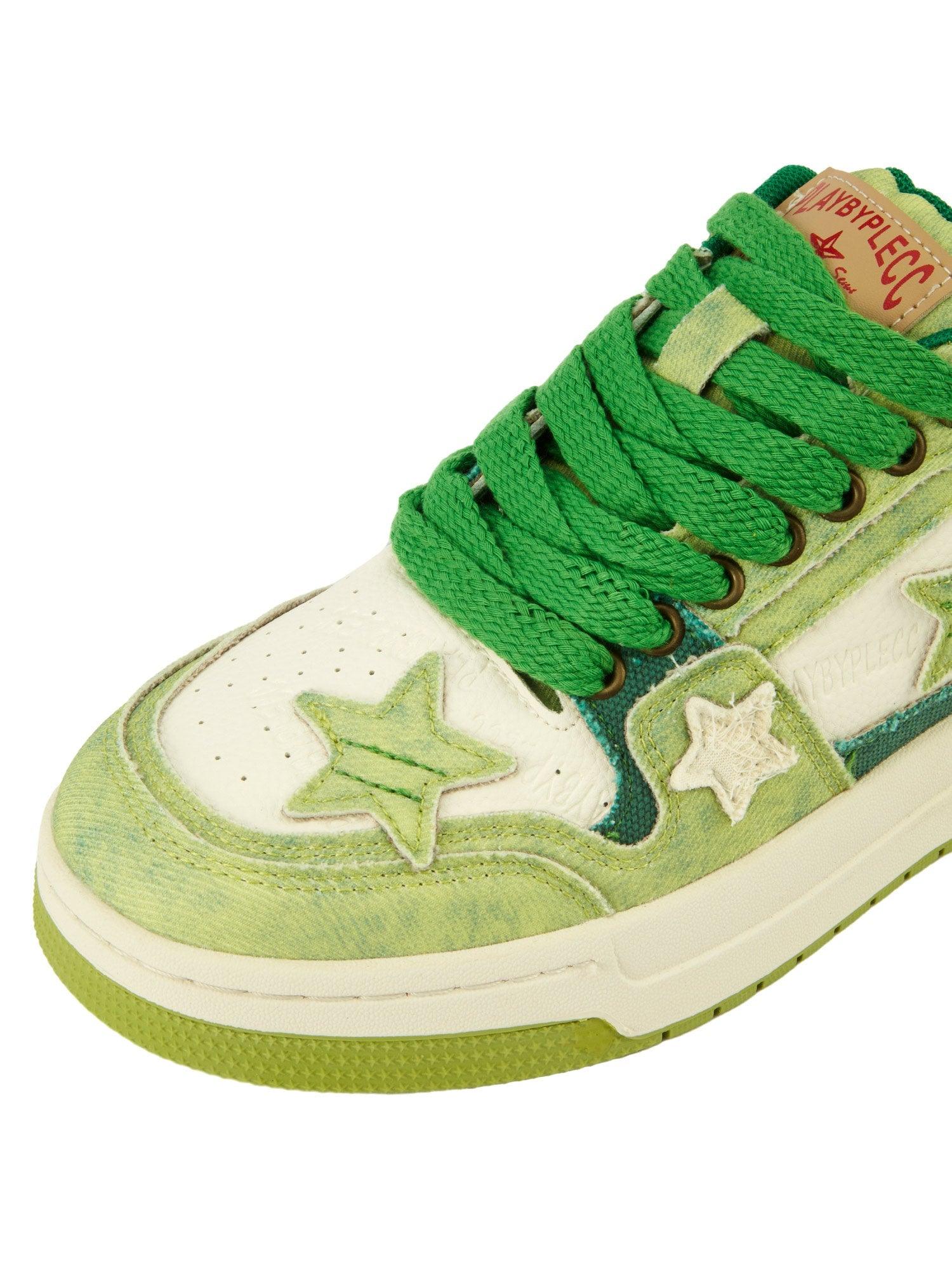 Avocado Green Star Chunky Sneakers - sneakershuborg