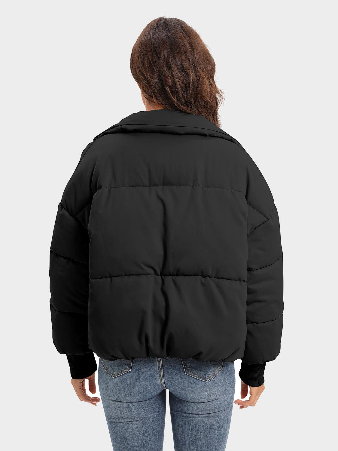 Zip Up Turtleneck Long Sleeve Winter Coat Trendsi