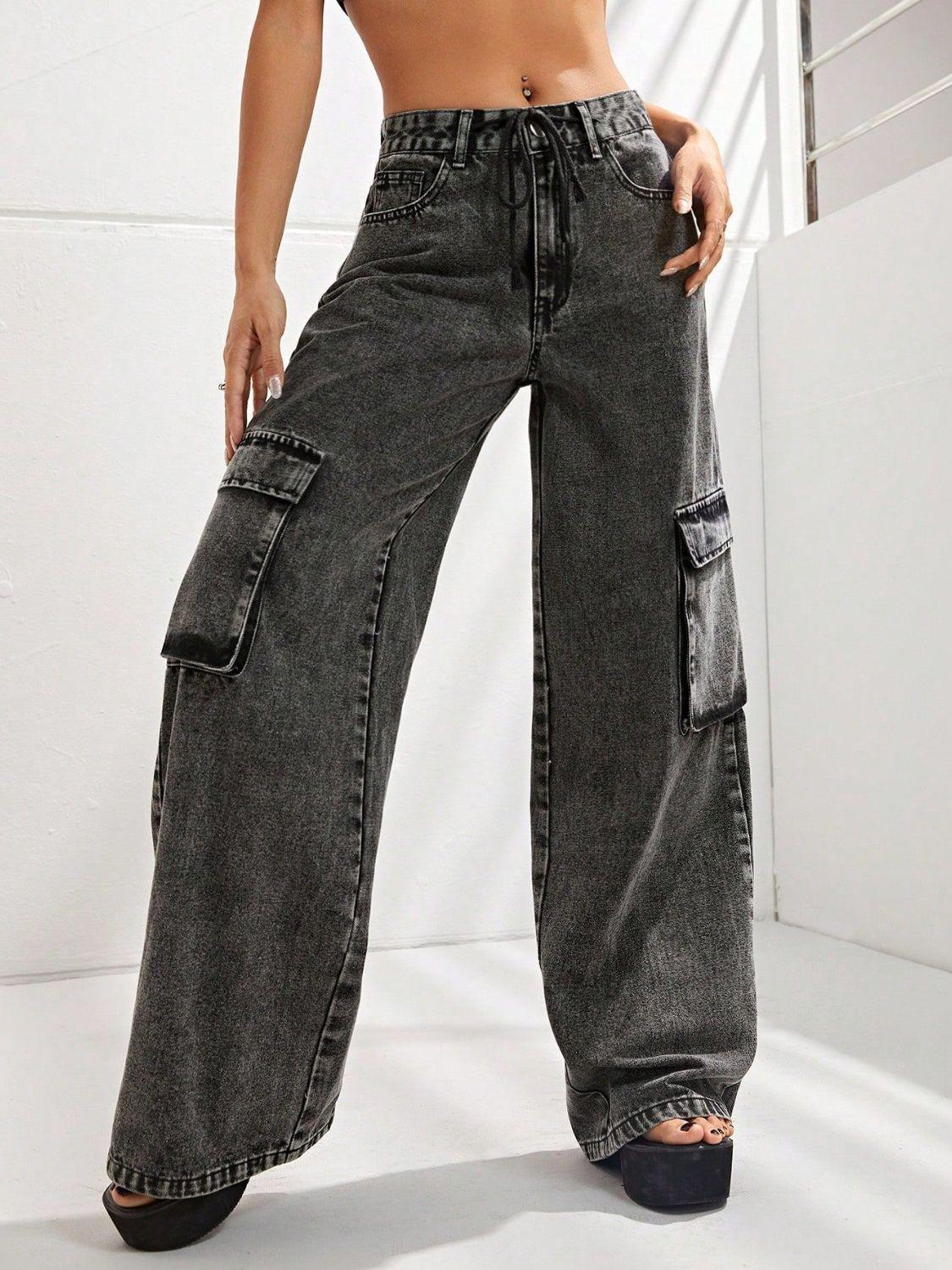 Wide Leg Jeans with Pockets - sneakershuborg