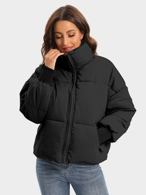 Zip Up Turtleneck Long Sleeve Winter Coat Trendsi