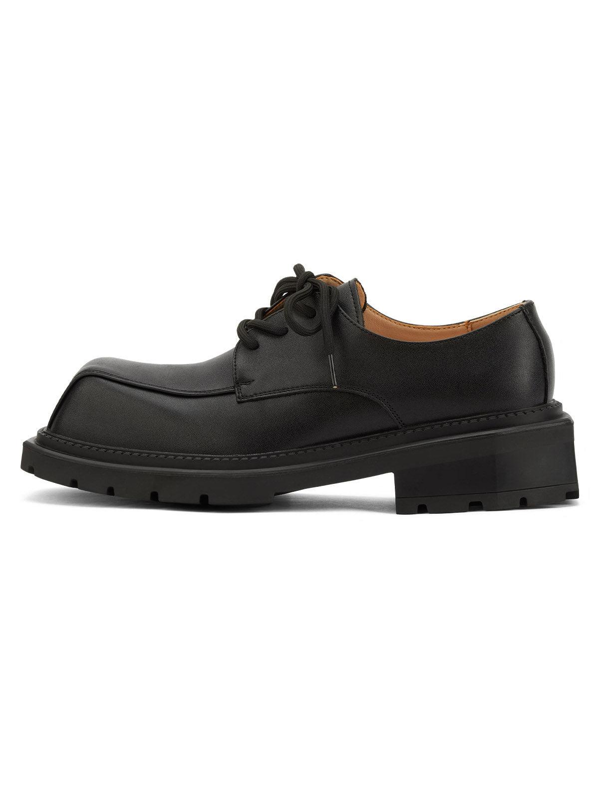 Black Square Toe Leather Shoes - 2119 - sneakershuborg