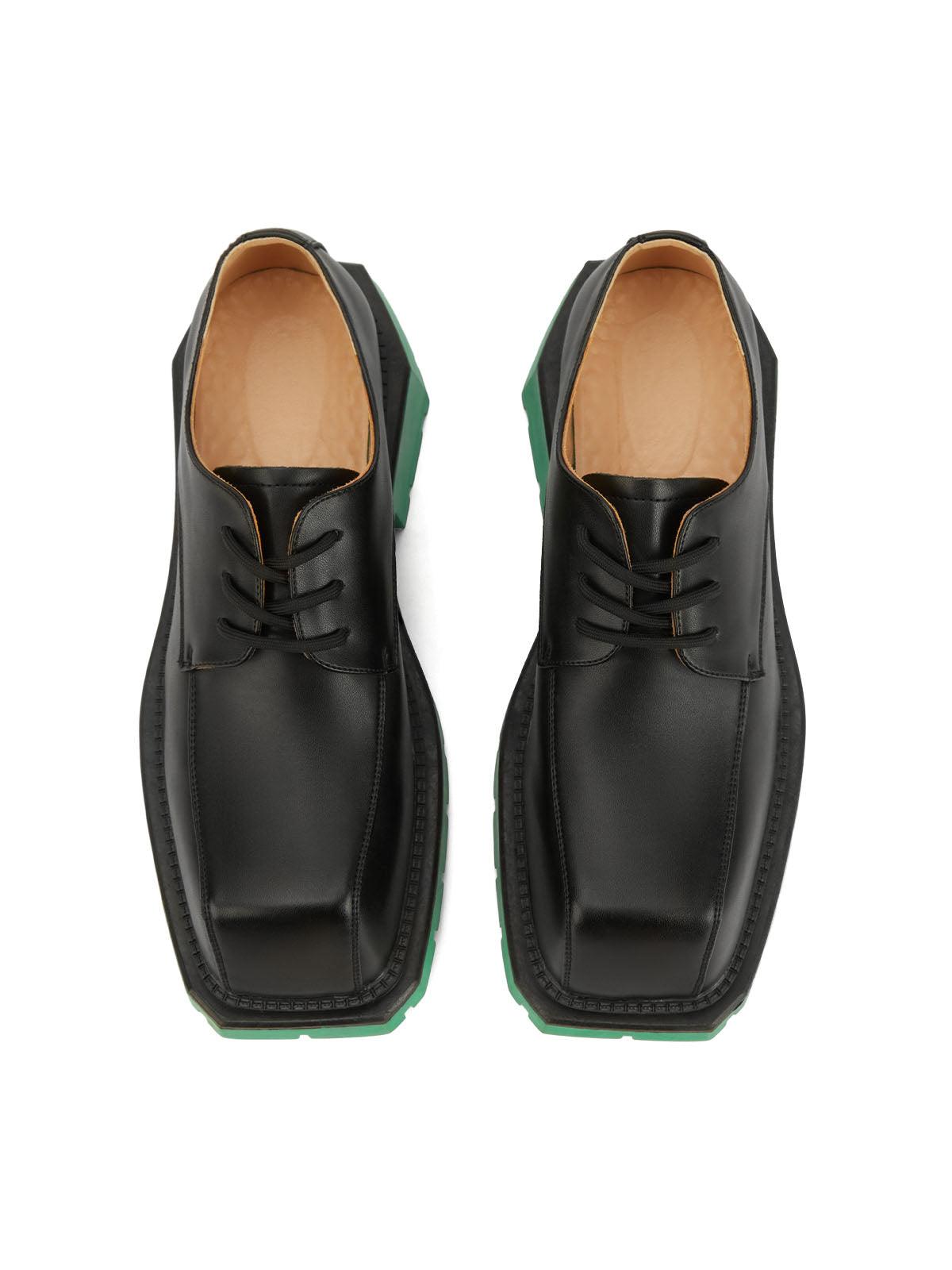 Black Square Toe Leather Shoes - 2119 - sneakershuborg