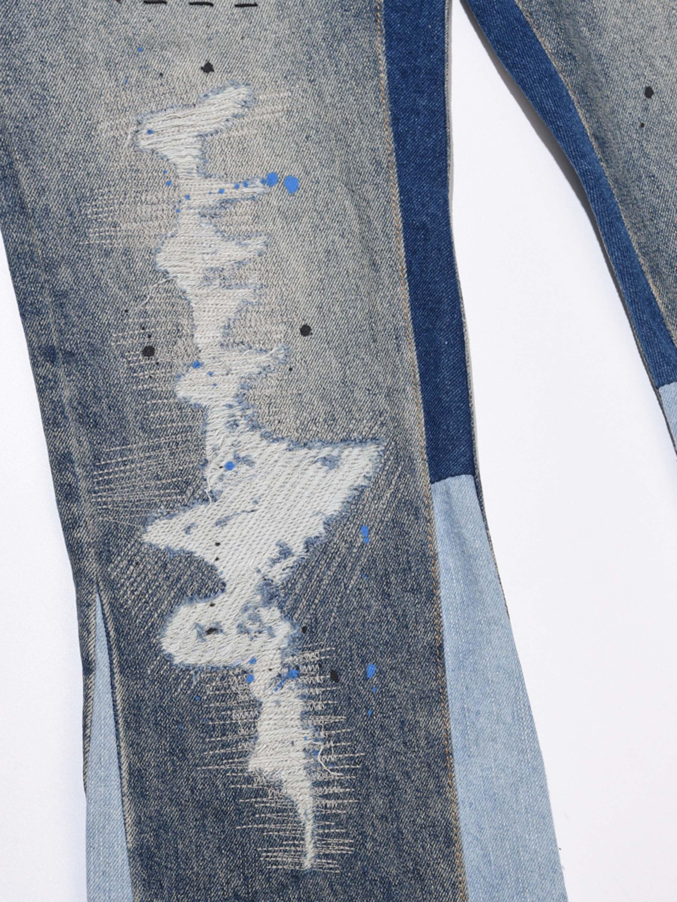 Sneakerhub Splashing Ink Patchwork Jeans - sneakershuborg