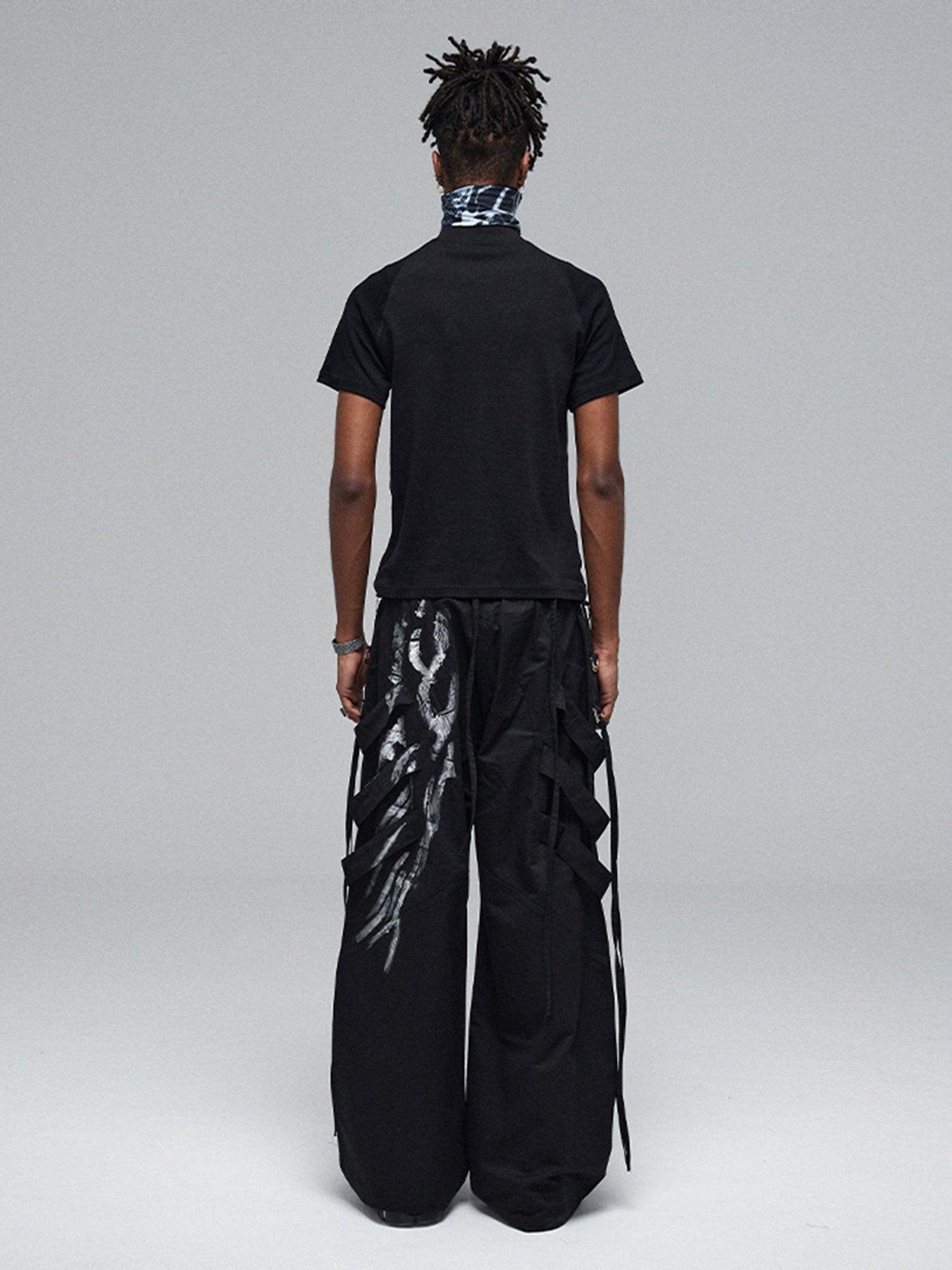 Deconstructed Brushed Silver Ribbon Drawstring Pant - 2177 - sneakershuborg