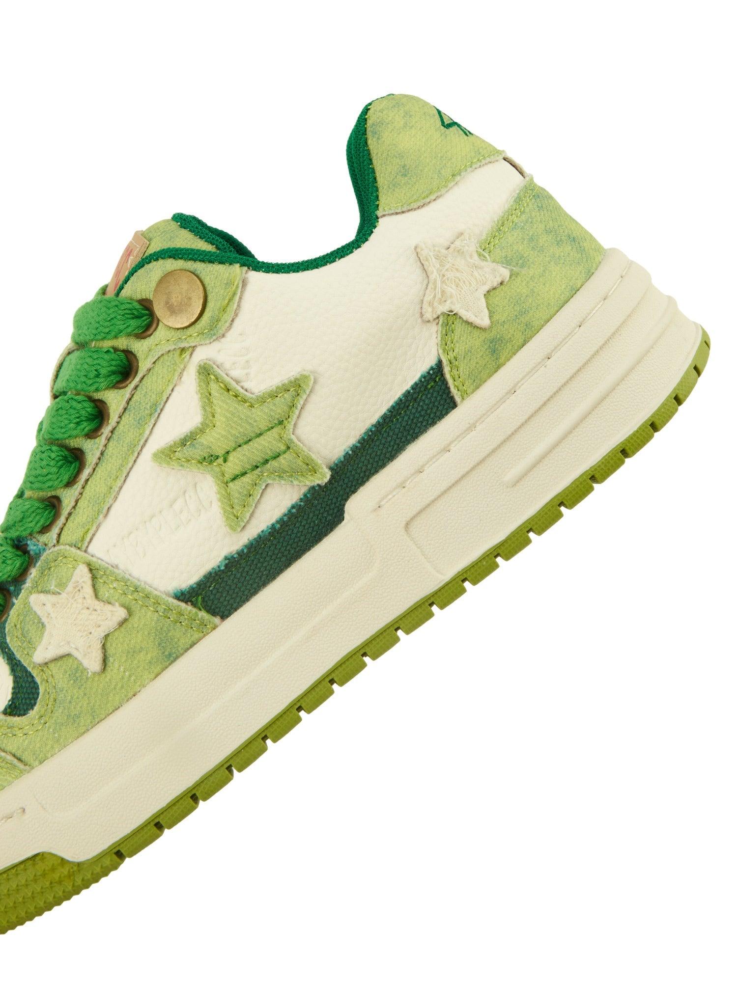 Avocado Green Star Chunky Sneakers - sneakershuborg