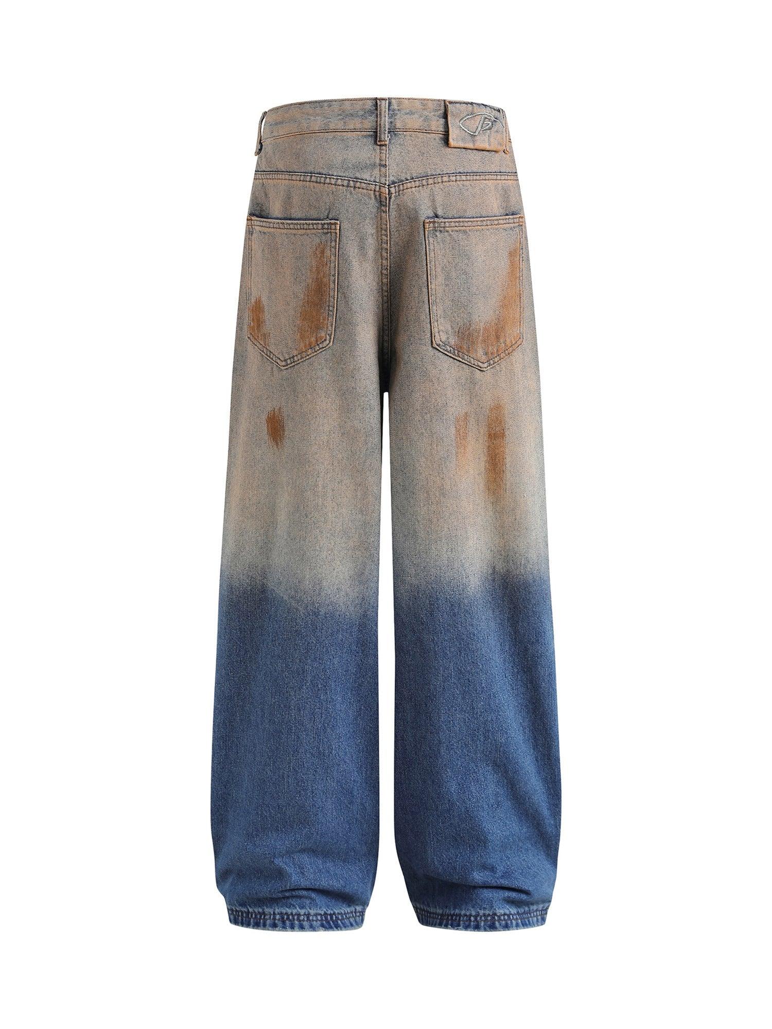 Sneakerhub Retro Ripped Washed Patina Street Hip-Hop Jeans - sneakershuborg