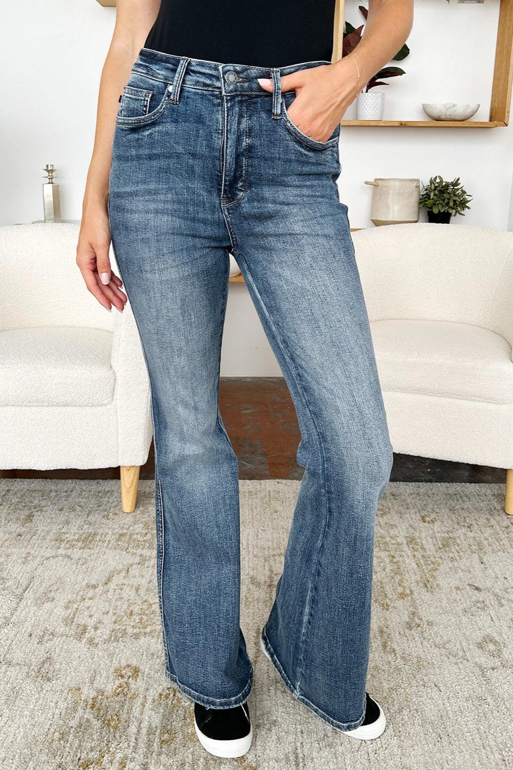 Judy Blue Full Size High Waist Tummy Control Flare Jeans - sneakershuborg