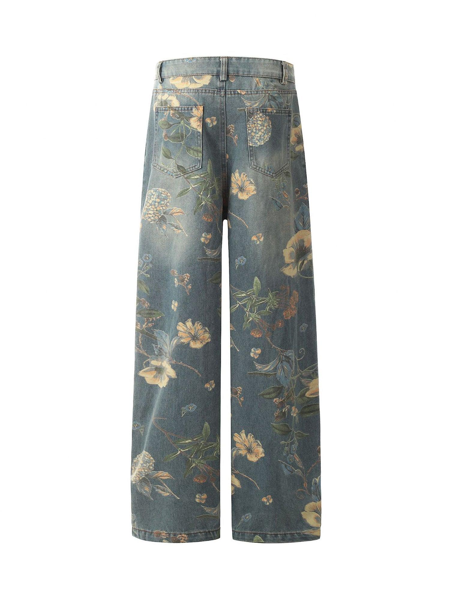 Sneakerhub Street Washed Floral Baggy Jeans - sneakershuborg