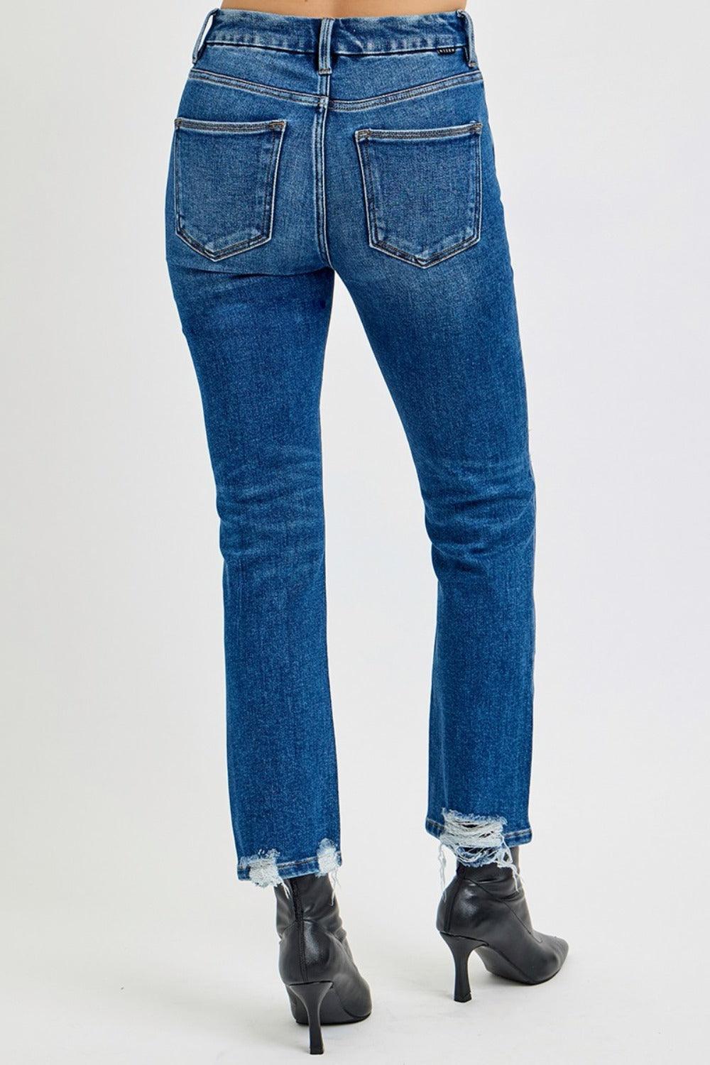 RISEN Full Size High Rise Distressed Crop Straight Jeans - sneakershuborg