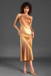 Zanelis Halter Gradient Silk Dress In Gold sneakershuborg