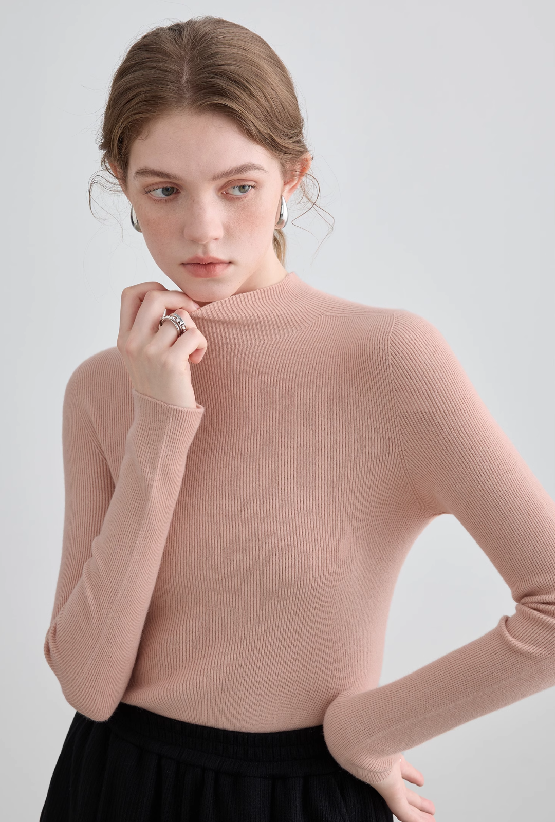 Wool Mock Neck Knit Top - sneakershuborg