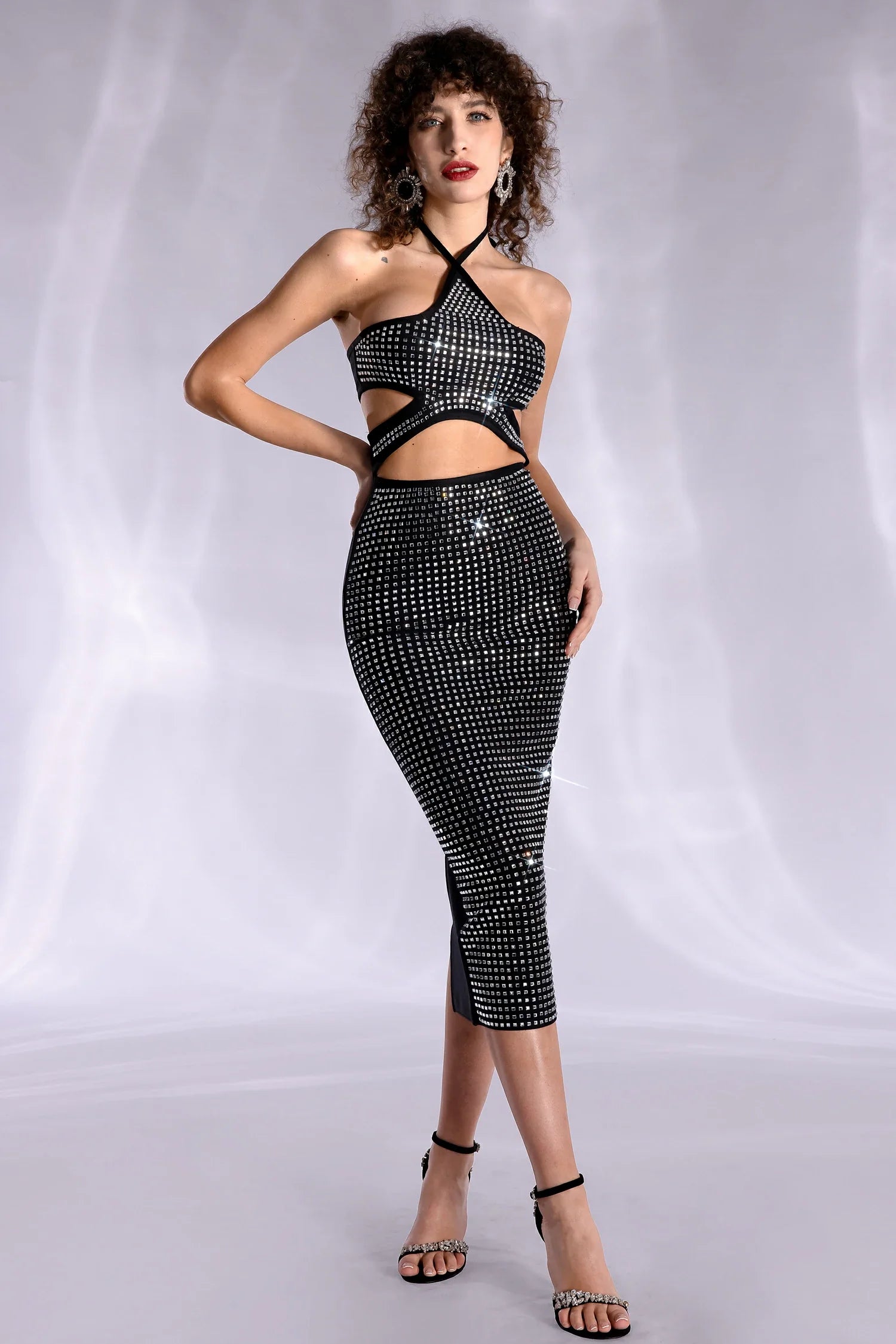 Agni Tie Rhinestone Bandage Dress sneakershuborg