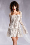 Vasia Bell Sleeve Lace Mini Dress In White sneakershuborg