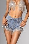 Aalina Fringe Blue Shorts sneakershuborg