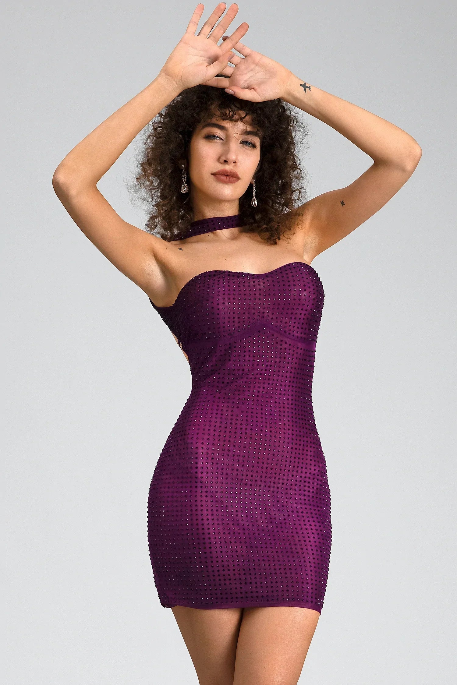 Stephanos Tube Diamond Mini Dress In Purple sneakershuborg