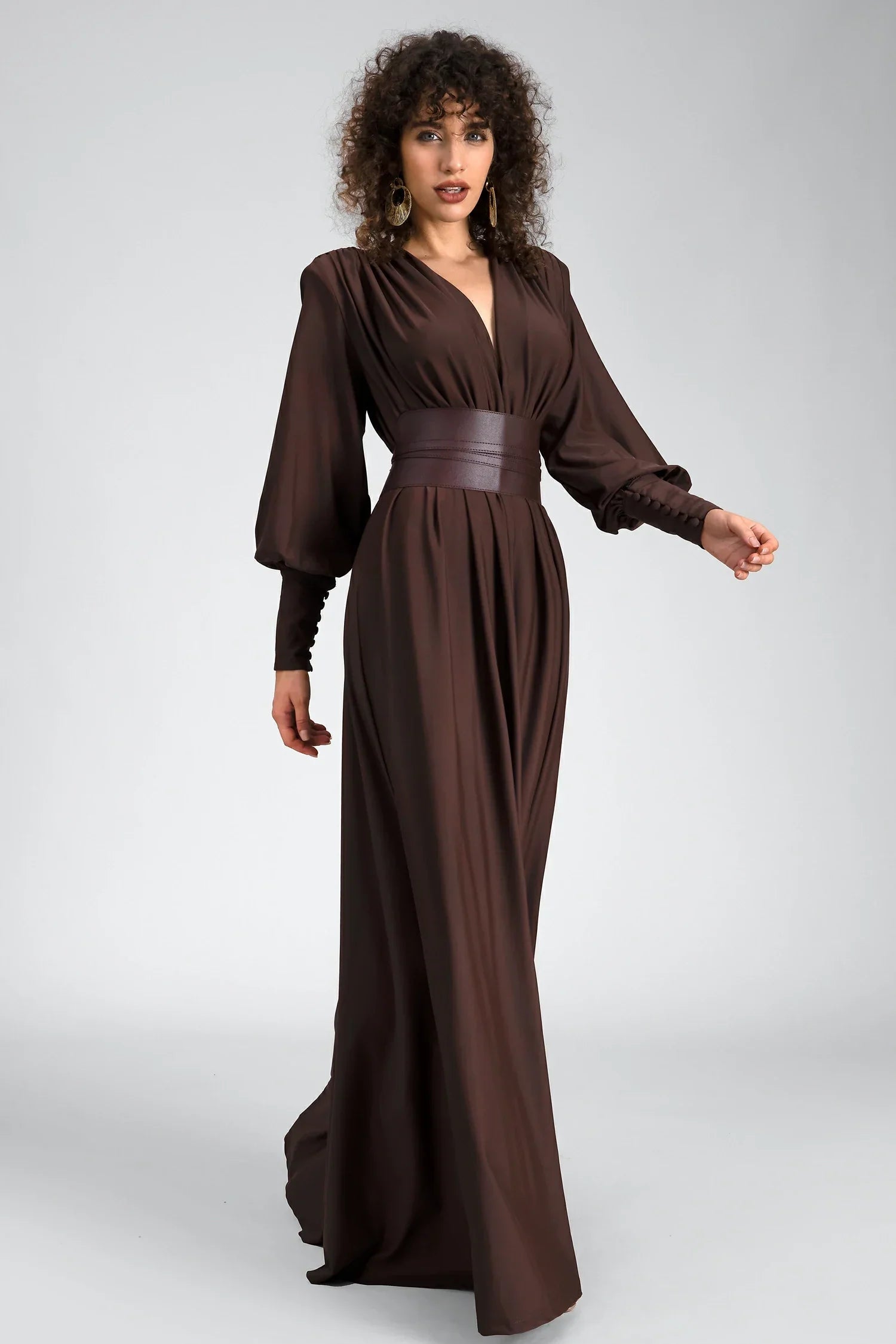 Soraida Long Sleeve Belt Maxi Dress sneakershuborg