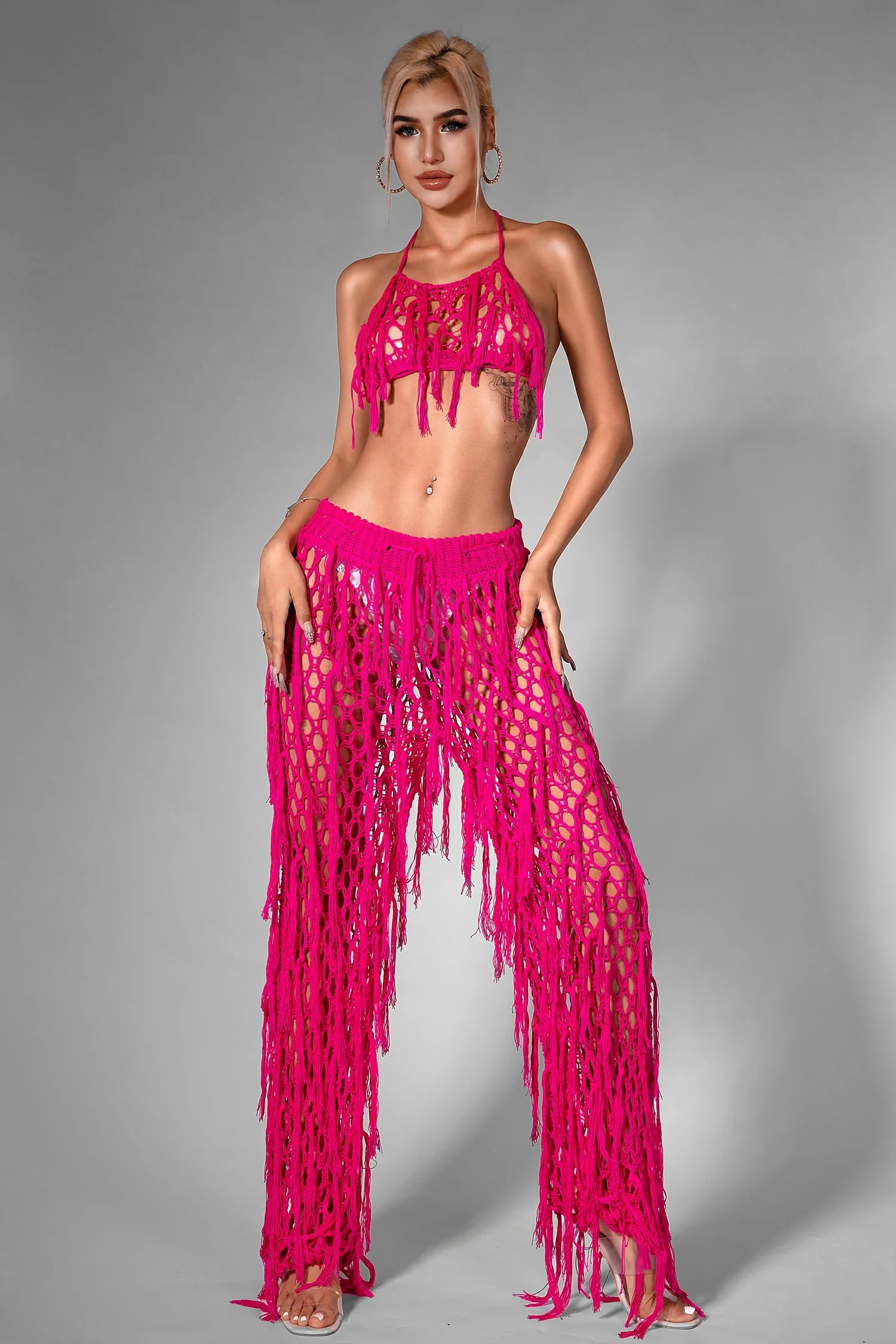 Annaleyza Knit Fringe Halter Set sneakershuborg