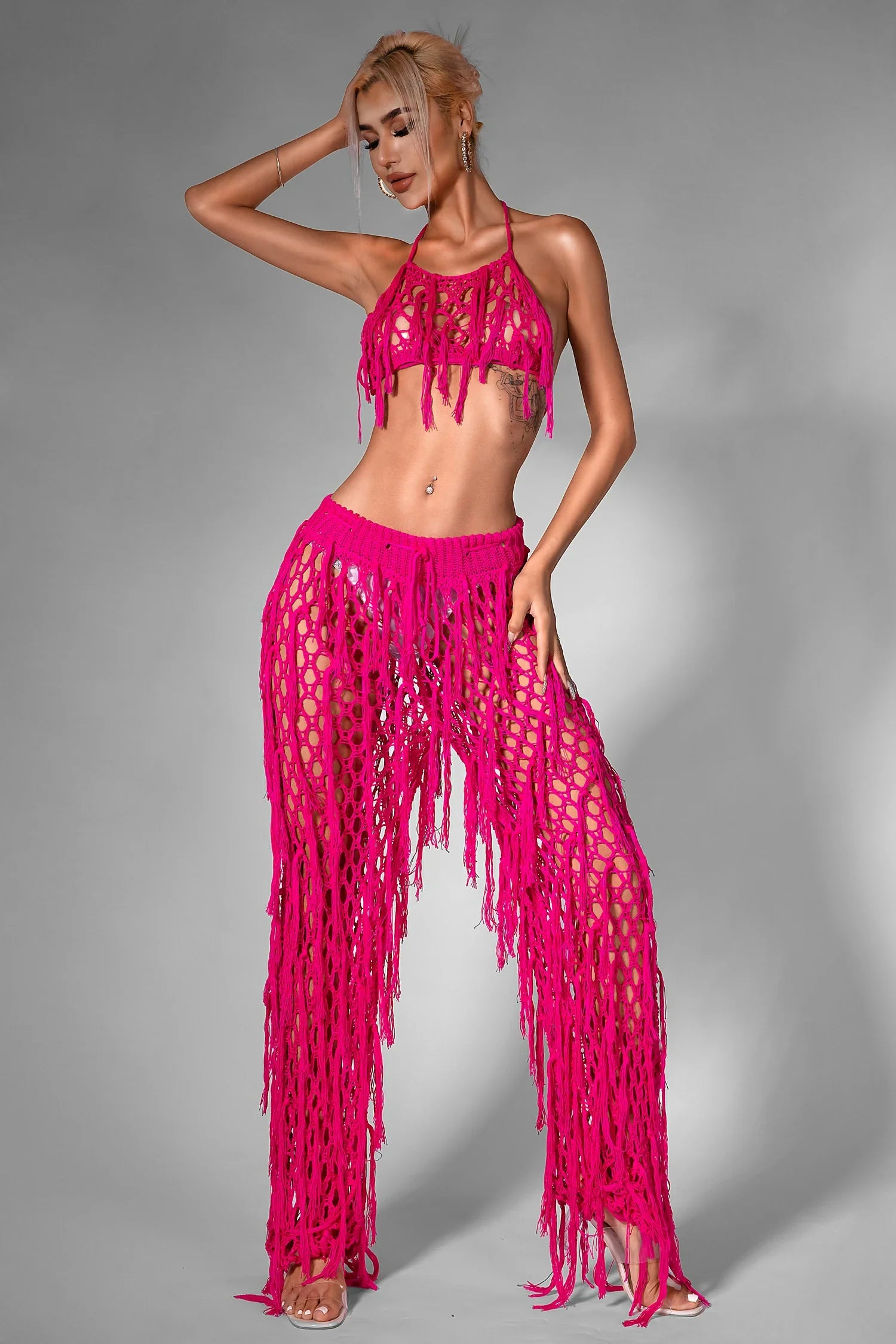 Annaleyza Knit Fringe Halter Set sneakershuborg