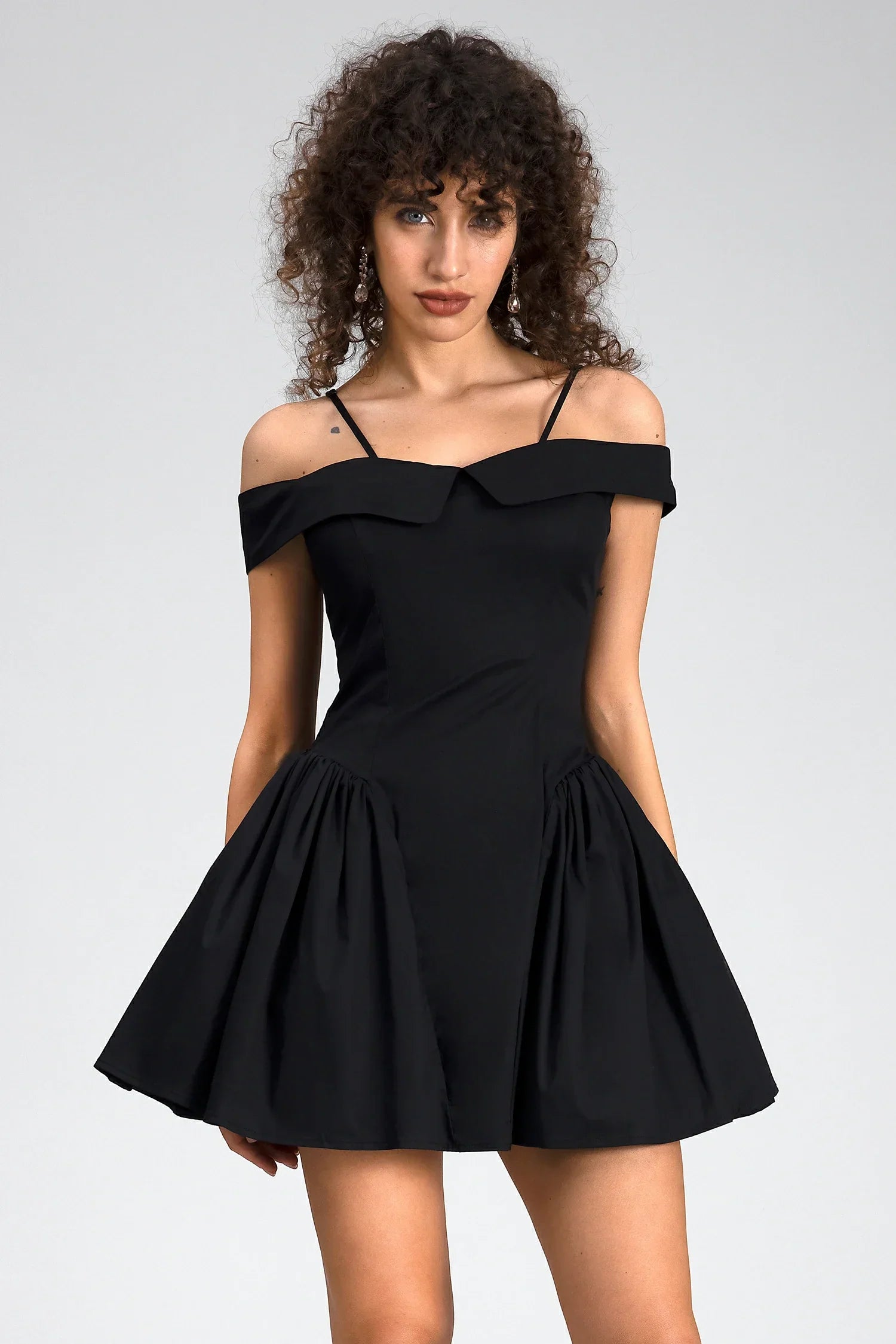 Vassia Off Shoulder Mini Dress In Black sneakershuborg