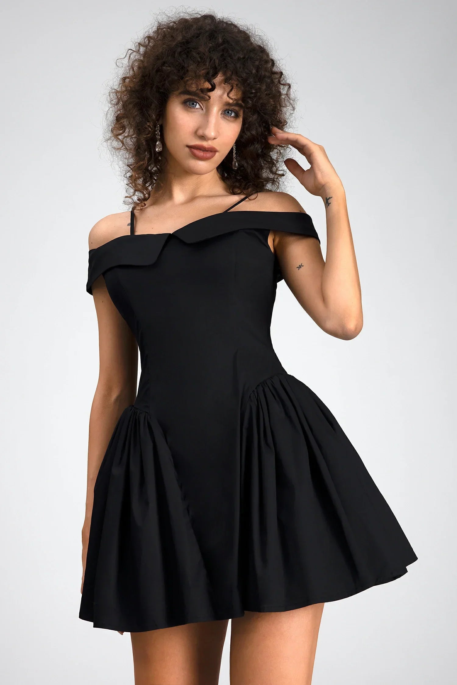 Vassia Off Shoulder Mini Dress In Black sneakershuborg