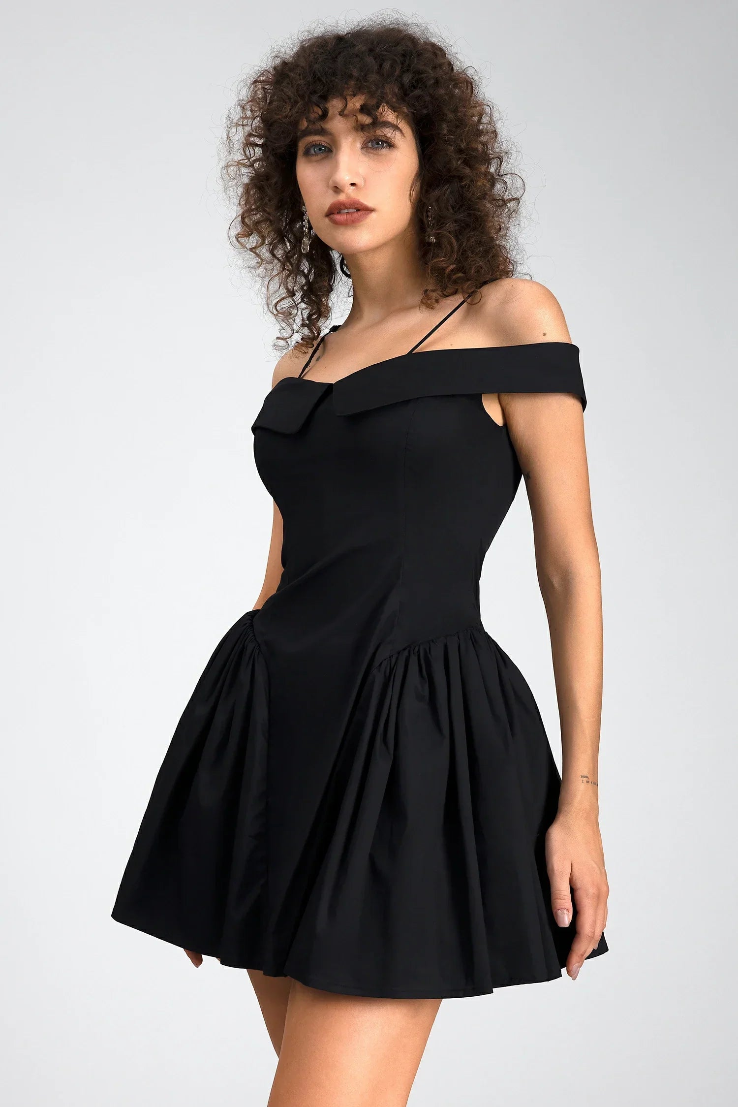 Vassia Off Shoulder Mini Dress In Black sneakershuborg