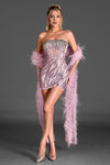 Siderou Strapless Diamond Sequin Dress With Shawl sneakershuborg